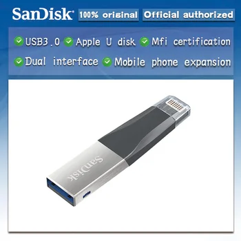 Sandisk iXPAND USB 3.0 Za iPhone, iPad, iPod Memory Stick OTG ključek 32GB 64GB Strela Kovinsko Pero Disk 128GB U Disk