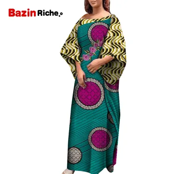 Etnične Oblačila za Ženske, En Kos Svoboden Danshiki Afriške Maxi Obleke s cvetličnimi Okraski Ankara Plus Velikost Oblačila WY6801