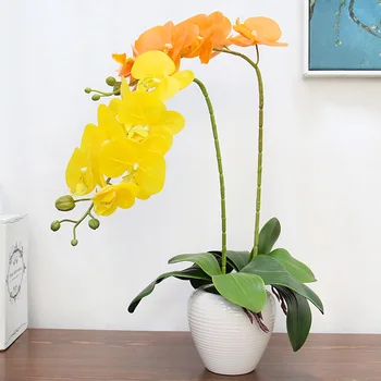 Umetni orhideja phalaenopsis z 1pcs velika velikost listov PU pravi dotik cvet roko občutek poroko dekor za dom tabela accessorie
