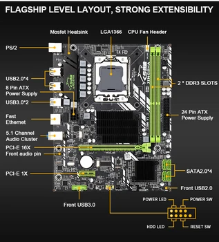 Novo Jingsha X58 LGA 1366 motherboard podpira REG ECC pomnilnik strežnika in xeon procesor