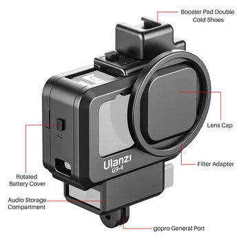Ulanzi G9-4 GoPro 9 Plastično Kletko Za GoPro Hero 9 Črna Kamera Primeru s Hladno čevelj Mic Fill Light Vlog dodatno Opremo Fotoaparata