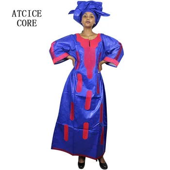 Afriške dashiki obleke afriške obleke za ženske bazin riche vezenje design obleko dolgo obleko z šal LA073