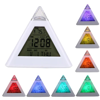 Digitalna Budilka Termometer Ozadja Spremeni Ura Večni Koledar Barvita, Stožec, Piramida Stil Dekoracijo Doma Naključno