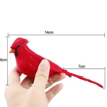 12 Kos Posnetek Na Božično Drevo Ornament Okraski Simulacije Rdeče Perje Ptic Božič Umetne Ptice Okras za Vrt O