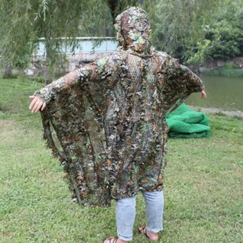 Realističen 3D Listi Prikrivanje Poncho Plašč Prikrite Obleke na Prostem Gozd CS Igre Oblačila za Lov Streljanje Birdwatching Set
