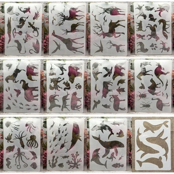 12Pcs/Veliko A4 29 cm Ocean Morskih Kopenskih Živali DIY Layering Matrice Slikarstvo Album Kolorit Reliefi Album Dekor Predlogo