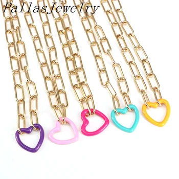 5Pcs Mešanje barv Emajl Srce /Star obeski ogrlico, ki za Povezavo verige ogrlica nakit dodatki kovinski nakit za ženske