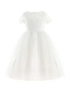 2020 Visoke kakovosti Cvet Dekle Bele Čipke Obleko Otrok Družico Malčka Elegantno Obleko Pageant Poroka Poročni Princesa Obleko