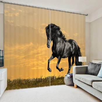 Vse Vrste Konj Tkanine, Zavese 3D Zavese za dnevno Sobo Dežnik Okna Zavese