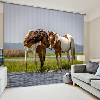 Vse Vrste Konj Tkanine, Zavese 3D Zavese za dnevno Sobo Dežnik Okna Zavese