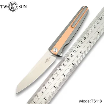TWOSUN noži M390 zložljiva Žepni Nož taktično Nož za kampiranje lovski Nož prostem orodje Titana Bakra Žogo Hitro Odpreti TS118