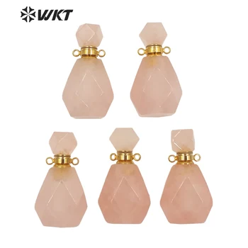 WT-P1628 Novo populared naravne barve vrtnice quartzs kamen stekleničke parfuma z jekleno nakit deli ženske vroče elegantna gladko steklenico