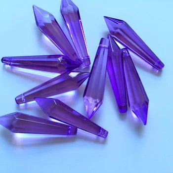 Dobra Kakovost 52mm Lepo, Temno Vijolična Kristalno Steklo Ledenica U-spusti Lestenec Kristalno Prizme (Brezplačno Obroči) Torto Pokrivalo Odlikovanja
