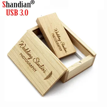 SHANDIAN USB 3.0 Leseni usb+lesa BOX usb flash drive pendrive 4GB 8GB 16GB 32GB 64GB poročne Fotografije brezplačno darilo po meri logo