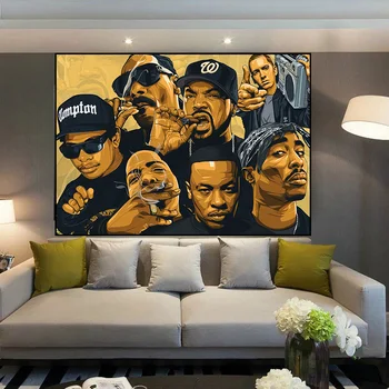 G154 Art Deco Hip Hop Legenda 2PAC Biggie Majhne Wu-Tang NWA Hip Hop Rap Zvezda Stenskih slikah, Platno Slikarstvo Plakatov in Fotografij