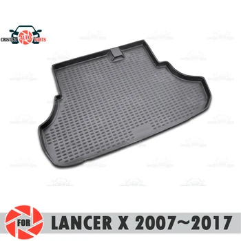 Prtljažnik mat za Mitsubishi Lancer X 2007~2017 trunk talne preproge ne zdrsne poliuretan umazanijo zaščito notranjosti debla avto styling