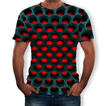 ZOGAA 2020 Poletje T-shirt Mens Geometrijski 3D tridimenzionalni Vzorec Digitalni Tisk T-shirt Moški Kratek Rokav Slim Vrhovi Tees