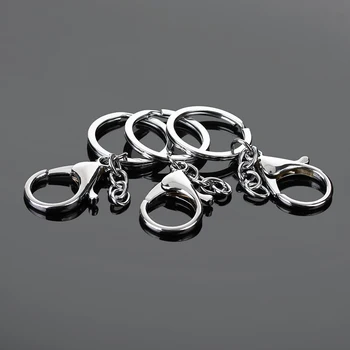 3.0 cm Key Ring & Ključnih Verige Rodij Prekrita Jastog Zaponko 6,7 cm dolg Krog Split Keychain 10Pcs/Veliko