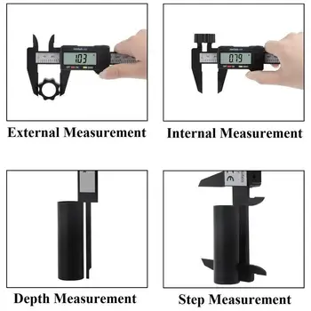 Digitalno kljunasto merilo 0-6 cm 150 mm LCD Elektronski Mikrometer Ogljikovih Vlaken Vernier