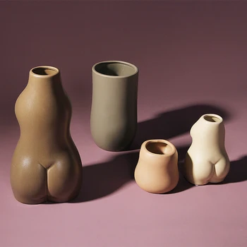 Človeško Telo Vaza Bum Vaza Keramike Umetnosti Rit Kip Cvetje Vaze Obrti Planter Ustvarjalni Dom Dekoracija Dodatna Oprema Vaza