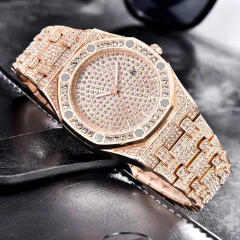 2020 zegarek meski Rolexable Trendy Luksuzni Polno Diamond Geometrije iz Nerjavečega Jekla, Trak za Moške Gledajo reloj hombre часы мужские A80