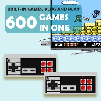 PODATKI ŽABA Retro Video Igra Konzola 8-Bitno Zgrajena v 600 Klasične Igre Mini Brezžična igralna Konzola Podporo AV Izhod Dvojno Blazinice