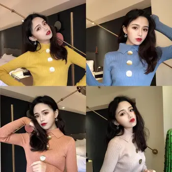 Odebeljena pulover dolgo sleeved dno majica jeseni in pozimi žensk korejska različica vse-tekmo slim hujšanje
