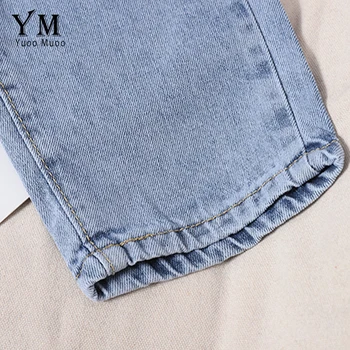 YuooMuoo Modni Vse Tekme Gumbi Design Mehko Jeans za Ženske Visoko Pasu Plus Velikost Dolge Jeans Hlače, Črno Modre Traper Hlače