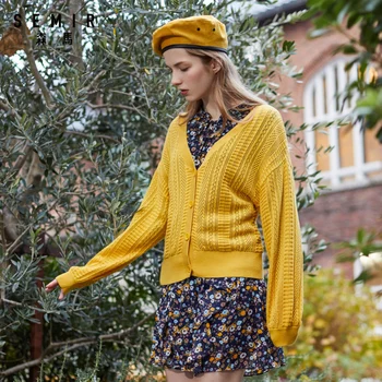 SEMIR Pulover ženske 2020 spomladi in jeseni nov pulover jopico Proti-vrat votlih design bombaž outwear
