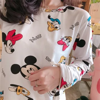 Disney Mickey Raca Anime Pižamo Določa Dolg Rokav Sleepwear bo Ustrezala Risanka Doma Ženske Pižame More Toplo Pomlad in Jesen