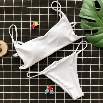Seksi Belo Mikro Tangice bikini 2019 Ženske povoj kopalke Ženske Brazilski Kopalke Dveh kosov Bikini komplet Črtaste kopalke