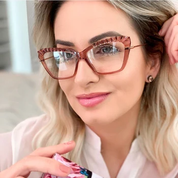 Moda Mačka oči Očala Okvirji Ženske Trending Stilov Anti-modra svetloba Optični Računalnik Očala Oculos De Grau Feminino Armacao