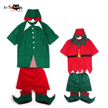 Eraspooky Preprost Novo Leto Oblačila Za Odrasle Otroke Božič Elf Cosplay Santa Claus Helper Pustni Kostum Stranka, Družino Fancy Oblačenja