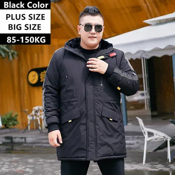 Zimski Plašč Debel Moški Dolgo 2020 Mens Jopiči Black Prikrivanje Modra Hooded Parka 140 KG 150 KG Plus Velikost 5XL 6XL 7XL 8XL Oblačila