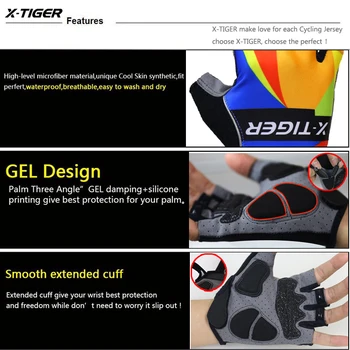 X-Tiger Pro GEL Blazinico Kolesarjenje Športne Rokavice Pol Prsta MTB Kolesarske Rokavice, Kolesarske Rokavice Gorsko Kolesarske Rokavice Za Moški Ženske