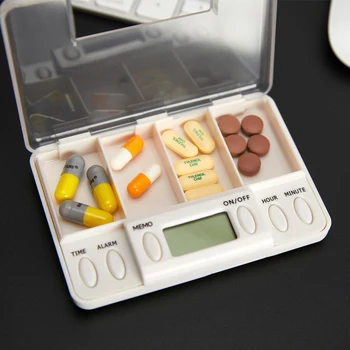 4 Mreža Inteligentni Plastična Škatla Za Shranjevanje Elektronskih Čas Opomnika Medicine Škatle, Alarm, Odštevalnik Tablete Desk Organizator Tabletke Posodo