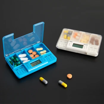4 Mreža Inteligentni Plastična Škatla Za Shranjevanje Elektronskih Čas Opomnika Medicine Škatle, Alarm, Odštevalnik Tablete Desk Organizator Tabletke Posodo