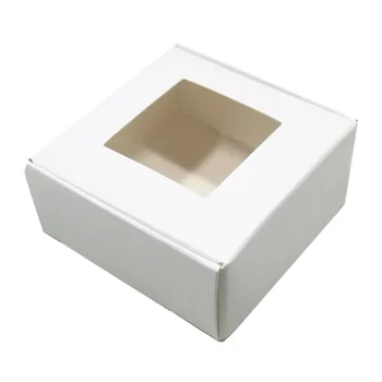 20PCS/ Veliko Zložljive Kraft Papir Polje Retro DIY Darilni Karton Primeru Nakit Obrti Milo Mini Torto, Škatle za Shranjevanje Z Jasno Okno