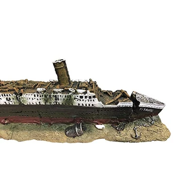 Titanik Razbitine Ladje, Čolna Akvarij Dekoracijo Smole, Umetne Fish Tank Nepovratni Ladjo Za Križarjenje Brodolom Ornament Ribe Skriva Jama