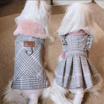 Luksuzni Pozimi Pes Volnene Obleke Z Krzno Ovratnik Kuža Yorkshire Psi Jakno Plašč Oblačila Za Majhne, Srednje Pet Chihuahua