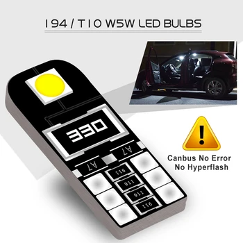 10x T10 W5W LED Canbus Žarnice za Audi, BMW, VW Mercedes Car Interior Dome Luč Prtljažnik, Svetilke Parkirnih Luči brez Napak 12V