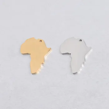 50pcs 21*26 mm Zlato/jeklo Barva Nerjavnega jekla Material ogledalo konča Afriki Zemljevid Čar za DIY Ročno izdelan Nakit, Izdelava