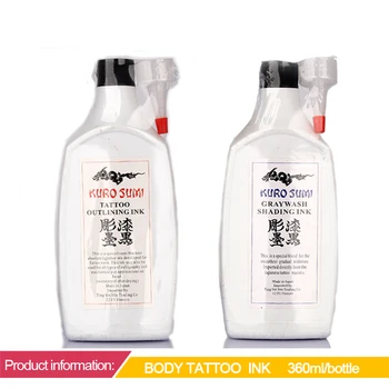 Body Tattoo črnilo 1/2 OZ Super Black MAKKRUO SUMI Tatu Opisuje Črnilo 360ml/ steklenice