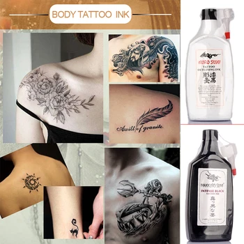 Body Tattoo črnilo 1/2 OZ Super Black MAKKRUO SUMI Tatu Opisuje Črnilo 360ml/ steklenice