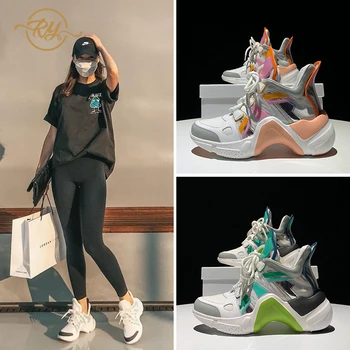 RY-RELAA ženske čevlje luksuzne blagovne znamke pravega usnja womens čevlji 2020 moda bele superge ins klin čevlji tide