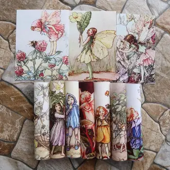 12*16 cm 10pcs flower Fairy serije platno Tkanina Mozaik Krpo DIY Šivanje Položaja krpo doma Material Za vrečko/torbici SL-108