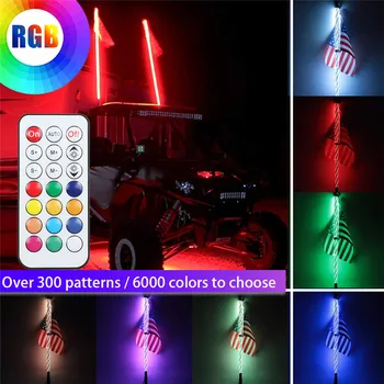 3/4 LED Bič Luč RGB Nepremočljiva Upogljivi Daljinsko upravljanje Multi-barvni Super Svetla Jamboru Lučka Lučka za SUV ATV UTV RZR