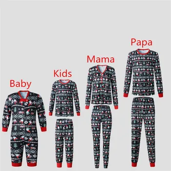 Nova Božič Pižamo Določa Odraslih Oče, Mati, Hči Santa Claus Tiskanja Sleepwear otroška Oblačila Družinskih Suit