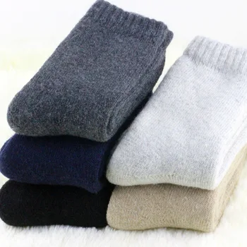 3 Pari Moške Nogavice iz Volne Toplo Plus Žamet Debele Barva Pozimi debelo visoke kakovosti nogavice moški