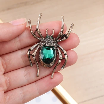 Moda zeleno kristalno pajek broška insektov pin ženski stranka lepe nakit darilo